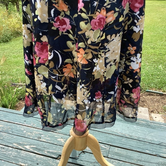 90s y2k Fairycore Gauze Lined Flowy Large Floral Print    Maxi/Midi Skirt Size 8 - Picture 3 of 10